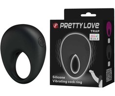 Pretty Love Male Pretty Love Trap Silicone Vibrating Ring Juodas - Adjustable Comfort Design