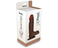 Real Rapture Tamsiai raudonplaukis dildo storas narys su sėklidėmis 21cm