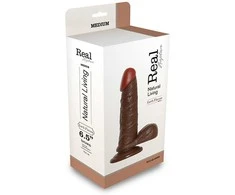 Real Rapture Ciemne ruda dildo gruby penis su jądrami 19cm