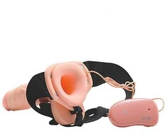 Real Rapture Hollow dildo penio protezas, vibruojantis ant dirželių
