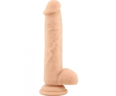 Real Safe Tikras saugus dildo su gyvu varpos venų galvutės ir sėklidžių siurbtuku, 21 cm
