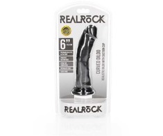 Realrock By Shots RealRock Curved Silicone Model 6" with Suction Cup, rusvai gelsvas, 15.5 cm