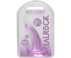 Realrock By Shots Realrock Dildo lenkta violetinė su stipriu siurbtuku 12 cm