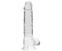 Realrock By Shots Realrock Skaidrus guminis dildo tiesiu kotu, 21 cm