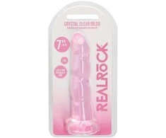 Realrock By Shots Realrock Rožinė silikoninė gelinė dildė su siurbtuku 18 cm