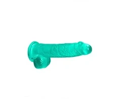 Realrock By Shots 6"""" / 15 cm tikroviškas dildo su kamuoliukais - turkis