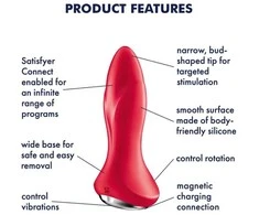 „Satisfyer“ analinis kištukas – „Rotator Plug 1 Connect“ programa („Raudona“)
