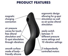 Satisfyer SATISFYER_Curvy Trinity 2 oro pulsavimo vibratorius klitorio stimuliatorius su vibracijomis Juodas