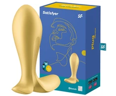 Satisfyer App valdomas vibruojantis auksinis analinis kištukas