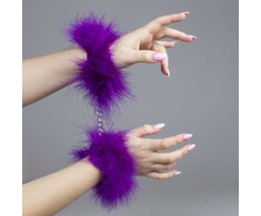 Secret Play Marabou Handcuffs Violetinė - Soft Feather Ankle &amp; Wrist Restraints