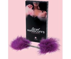 Secret Play Marabou Handcuffs Violetinė - Soft Feather Ankle &amp; Wrist Restraints