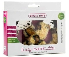 Shots Ouch! Plush Furry Handcuffs - Adjustable Soft Cuffs, Rožinė Finish