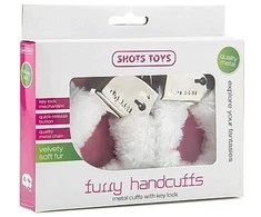 ShotsToys Erotiniai su antrankiai su kailiu bdsm bondage balta