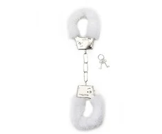 ShotsToys Erotiniai su antrankiai su kailiu bdsm bondage balta