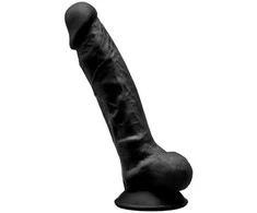 Silexd didelis juodas veninis dildo su siurbtuku 17,7 cm