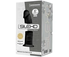 Silexd Juoda dildo su storu koteliu ir siurbtuku, 17 cm