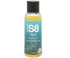 Stimul8 S8 S8 masažinis aliejus 50 ml prancūziškų slyvų ir egiptietiškos medvilnės