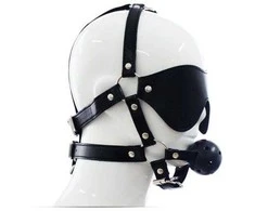 Toyz4Lovers Face Harness with Eye Mask and Bite Total Head Harness Restraint juodas