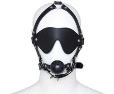 Toyz4Lovers Face Harness with Eye Mask and Bite Total Head Harness Restraint juodas