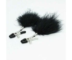 Toyz4Lovers Reguliuojamos spenelių žnyplės su dekoratyviniu kailiu bdsm