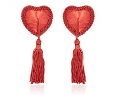 Toyz4Lovers Apatiniai drabužiai-Heart Nipples Tassels Raudonas