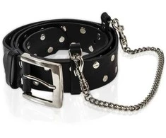 Whips Collections Dirželis odinis diržas su dygliuota bdsm grandinėle