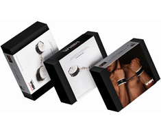 Whips Collections Handcuffs - Handcuffs vyrams, su užsegamais kabliukais, balta