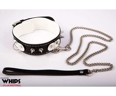 Whips Collections Bindings - Slave apykaklė su pavadėliu, balta