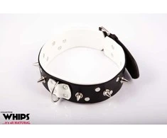 Whips Collections Bindings - Vyriška antkaklis su pavadėliu, balta