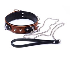 Whips Collections Bindings-WHIPS vergas antkaklis su pavadeliu, konjakas