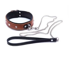 Whips Collections Bindings-WHIPS moteriška apykaklė su pavadėliu, konjakas