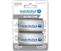 D / R20 Ni-MH everActive 5500 mAh Sidabrinis Line baterijos (2 vnt.)