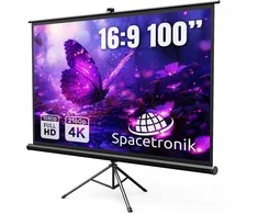 Projektorius Susukamas projektoriaus ekranas ant Spacetronik 100 colių trikojo