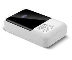 everactive Powerbank 20 000mAh, 2x USB, 1x USB-C 22,5W, QC4+, LCD screen, baltas