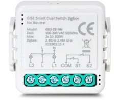 GISE išmanusis dvigubos relės modulis (ne N) Zigbee | Tuya | GDS-ZB-NN