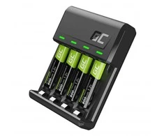 Green Cell Žalias Cell VITALCHARGE ĮKROVIKLIS + BATERIJŲ RINKINYS 4x AAA R03 800 mAh GRSETGC02