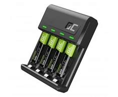 Green Cell Žalias Cell VITALCHARGE ĮKROVIKLIS + BATERIJŲ RINKINYS 4x AAA R03 800 mAh GRSETGC02