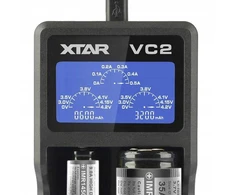 Cilindrinių ličio jonų / Ni-MH AA / AAA / 18650 baterijų įkroviklis Xtar VC2