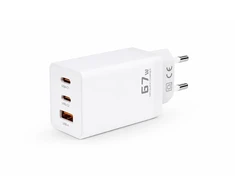 Įkroviklis jungiama į tinklą Voltage GaN Charger 67W PD 3.0 QC 3.0 USB-A 2x USB-C balta