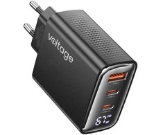 Įkroviklis voltage Įkroviklis jungiama į tinklą GaN Charger 67W PD 3.0 QC 4.0 USB-A 2x USB-C Digital Ekranas juoda