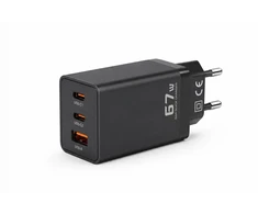 Įkroviklis jungiama į tinklą Voltage GaN Charger 67W PD 3.0 QC 3.0 USB-A 2x USB-C juoda