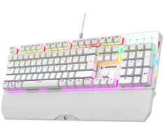 Žaidimų klaviatūra Rampage KB-R86 UMBRA. Balta. USB. RGB Rainbow pašvietimas. mėlyni mygtukai. mechaninė