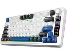 Klaviatūra žaidimams Rampage Quell Pro Leobog Star Vector belaidė mechaninė su pašvietimu balta