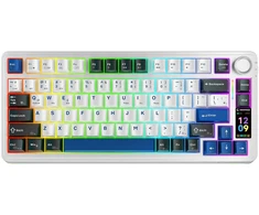 Klaviatūra žaidimams Rampage Quell Pro Leobog Star Vector belaidė mechaninė su pašvietimu balta