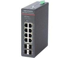 Šakotuvas Hikvision 12 prievadų 8 PoE pramoninis valdomas komutatorius DS-3T1512HP-SI-8P4F