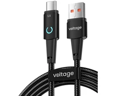 Kabelis USB-A / USB-C Voltage PowerAngle 66W PD 100cm juoda