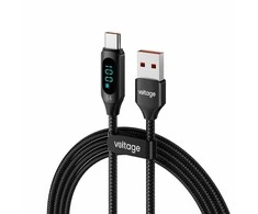 VOLTAGE USB-A / USB-C laidas Įtampa Galia Ekranas 66W 100cm Juodas