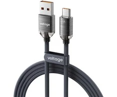 VOLTAGE USB-A / USB-C laidas „PureCrystal“ 66 W, 100 cm, juodas
