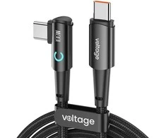 USB-C / USB-C kampinis kabelis Voltage PowerAngle 100W PD 200cm juodas