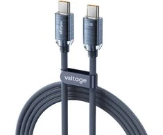 VOLTAGE USB-C / USB-C įtampos „PureCrystal“ 100 W PD laidas, 100 cm, mėlynas